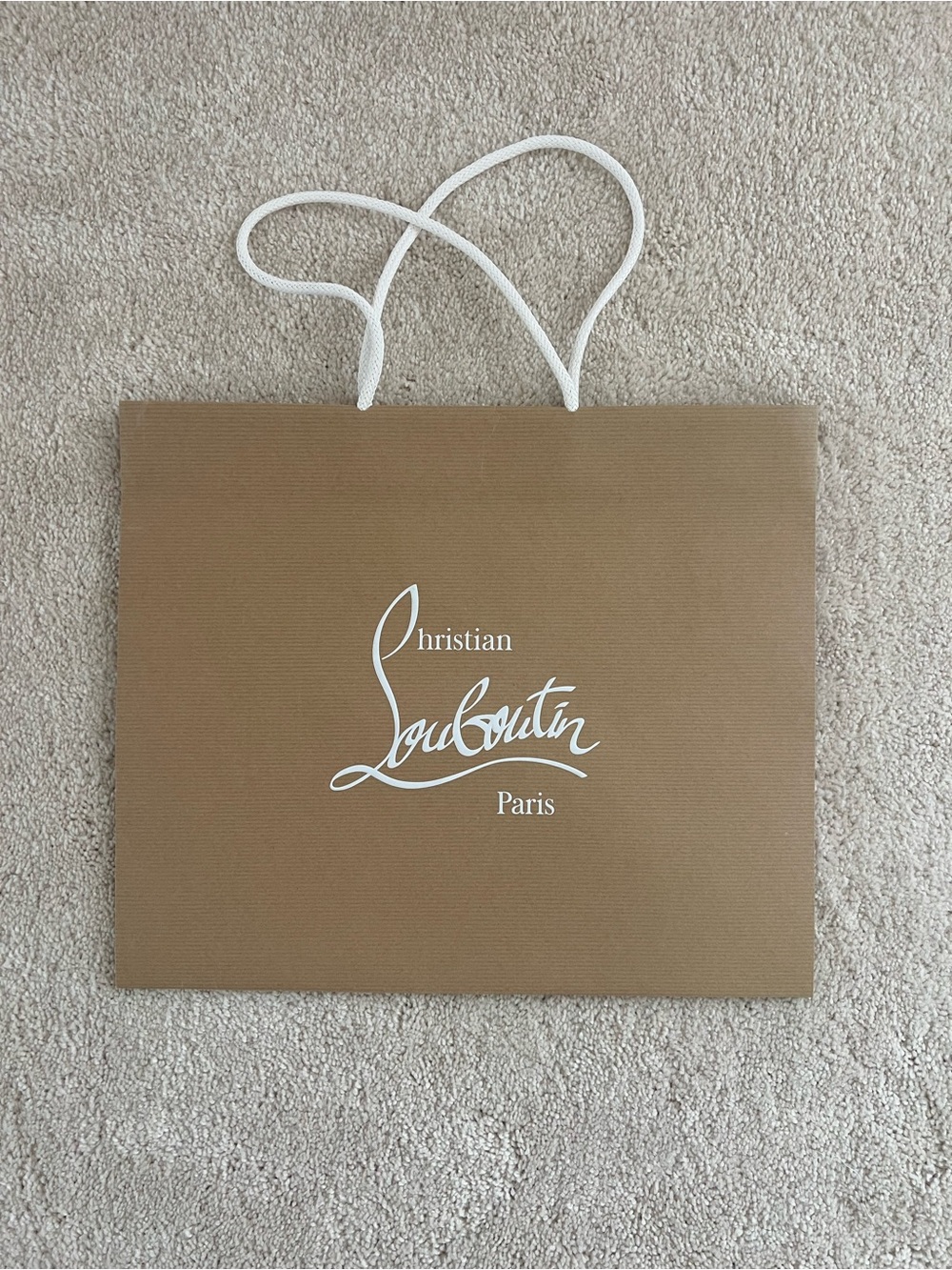 Christian Louboutin Brown Paper Shopping Tote with White Logo